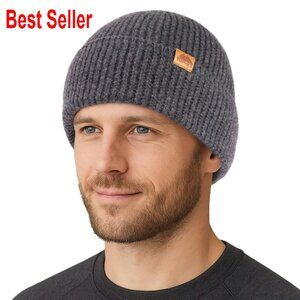 Merino Wool Beanie Unisex Warm Soft Knit Winter Hat Classic Minimal